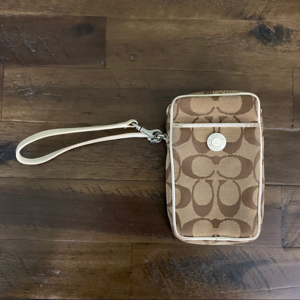 Coach Phone Holder in Brown Pattern